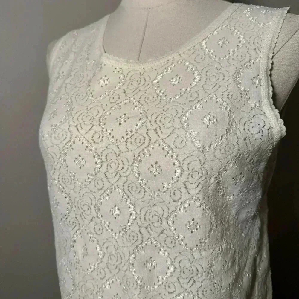 Vintage eyelet cottagecore tank top M - Picture 5 of 6